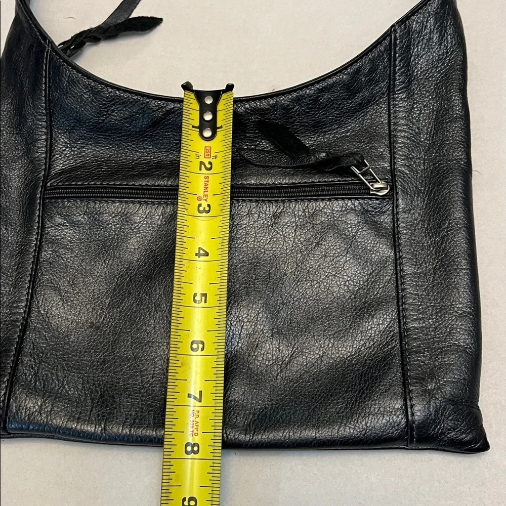SVEN LEATHER CROSSBODY BAG METALLIC BLACK BERKELEY USA